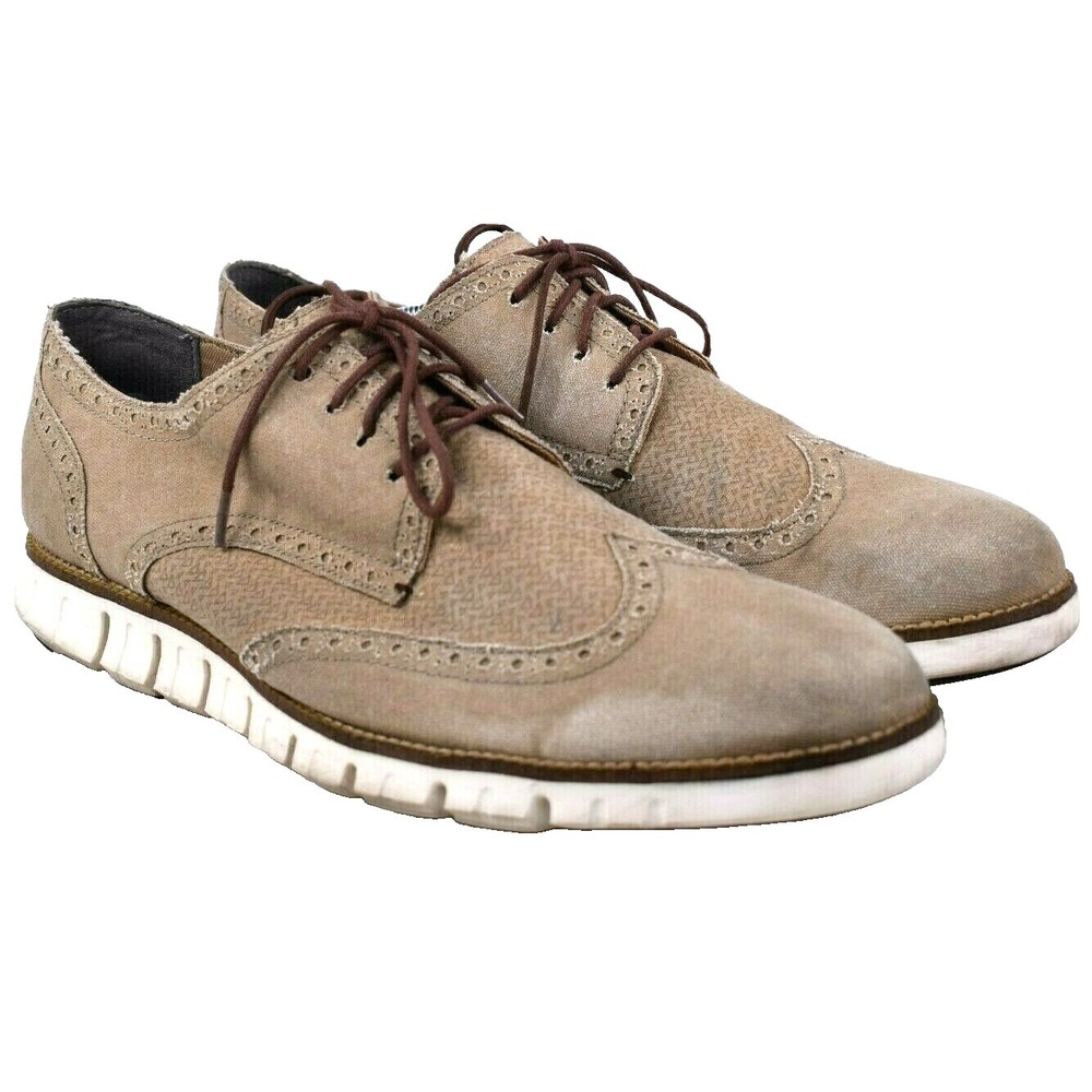 Cole Haan Men's Grand.OS Tan Canvas Casual Brogue Oxfords‎ Size 12 M - FT C21387